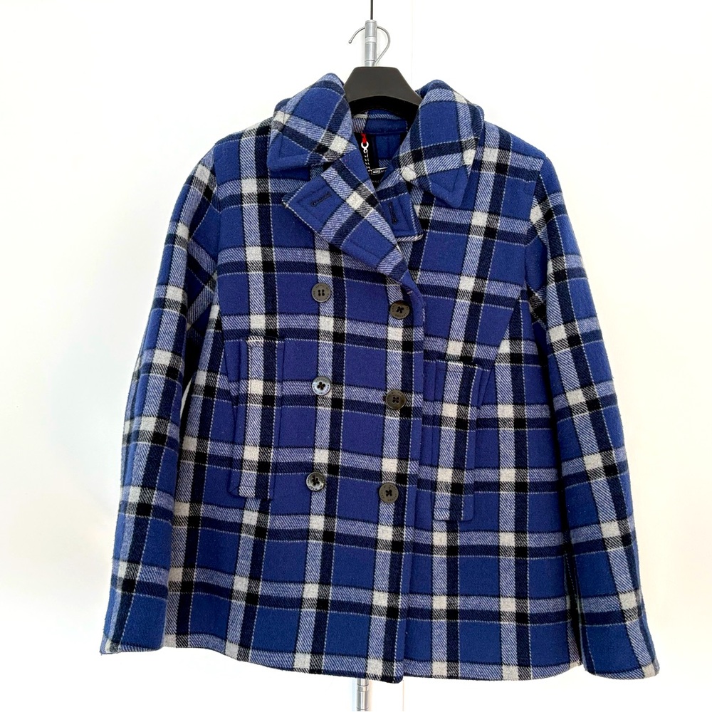 Marc by Marc Jacobs Blue Plaid Wool Coat XS